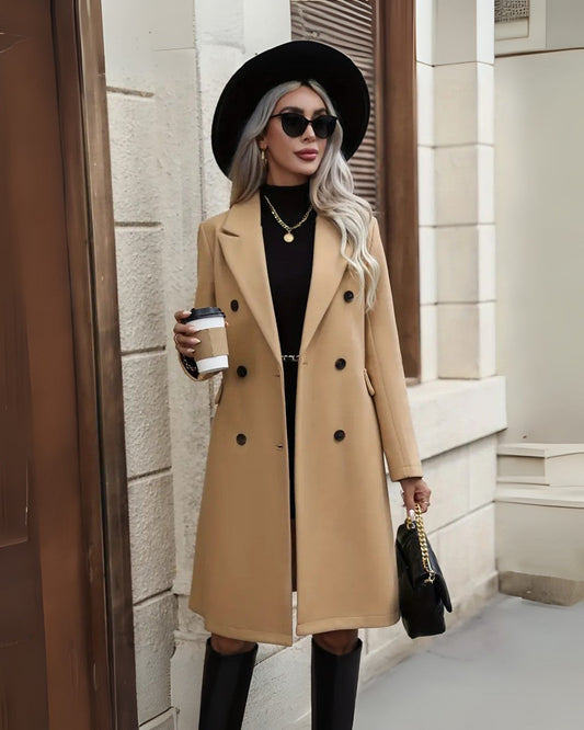 Beige Damen Trenchcoat – Klassisches Double-Breasted Design, Elegante Passform 1