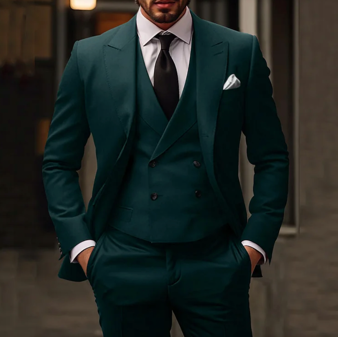 Oden | 3-teiliger Slim-Fit Herrenanzug für Hochzeit, Blazer, Gilet und Hosen 3