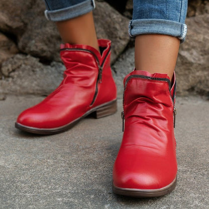 Birgitta | Nachhaltige Schwarze Stiefel Damen mit Reißverschluss aus Leder 0