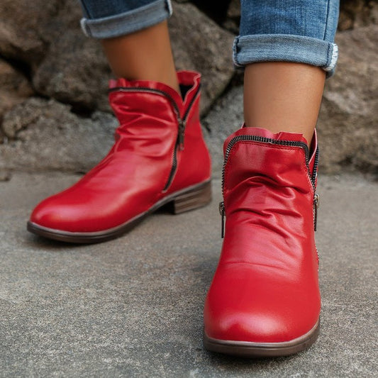 Birgitta | Nachhaltige Schwarze Stiefel Damen mit Reißverschluss aus Leder 0