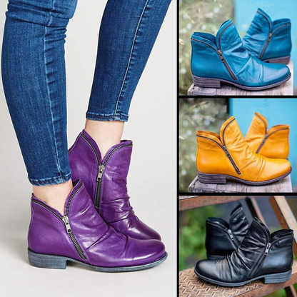 Birgitta | Nachhaltige Schwarze Stiefel Damen mit Reißverschluss aus Leder 6