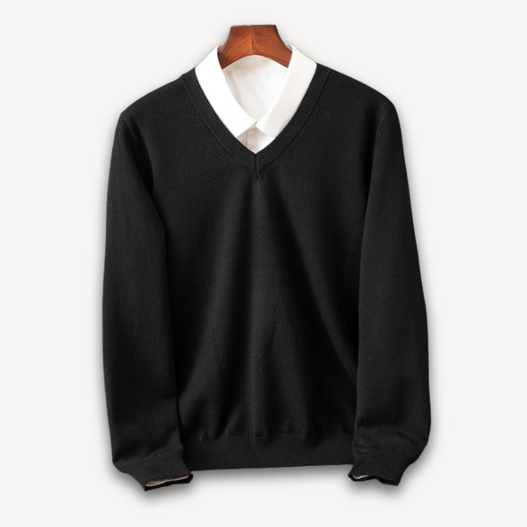 Loravelle | Men's Cashmere V-Neck Sweater - Slim Fit - Soft & Lightweight - Casual & Formal Wear - Adult Clothing Hause Lune