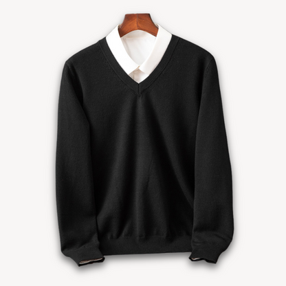 Loravelle | Men's Cashmere V-Neck Sweater - Slim Fit - Soft & Lightweight - Casual & Formal Wear - Adult Clothing Hause Lune