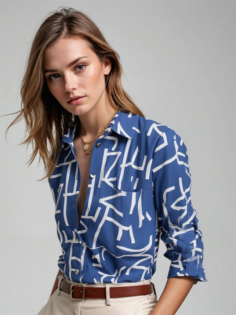 Bluse mit Umschlagkragen | Elegante Damenbluse in verschiedenen Farben und Mustern 0