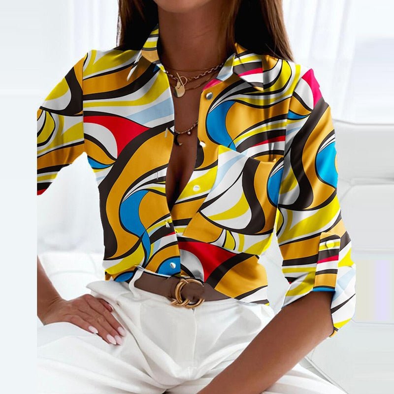 Bluse mit Umschlagkragen | Elegante Damenbluse in verschiedenen Farben und Mustern 15