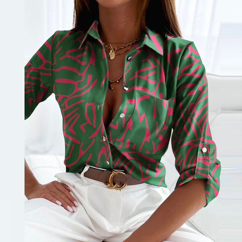 Bluse mit Umschlagkragen | Elegante Damenbluse in verschiedenen Farben und Mustern 9