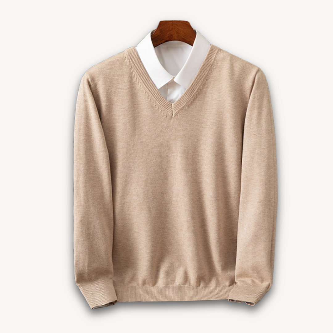 Loravelle | Men's Cashmere V-Neck Sweater - Slim Fit - Soft & Lightweight - Casual & Formal Wear - Adult Clothing Hause Lune