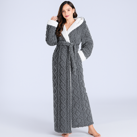 Ultimate Women’s Thick Hooded Flannel Bathrobe Hause Lune