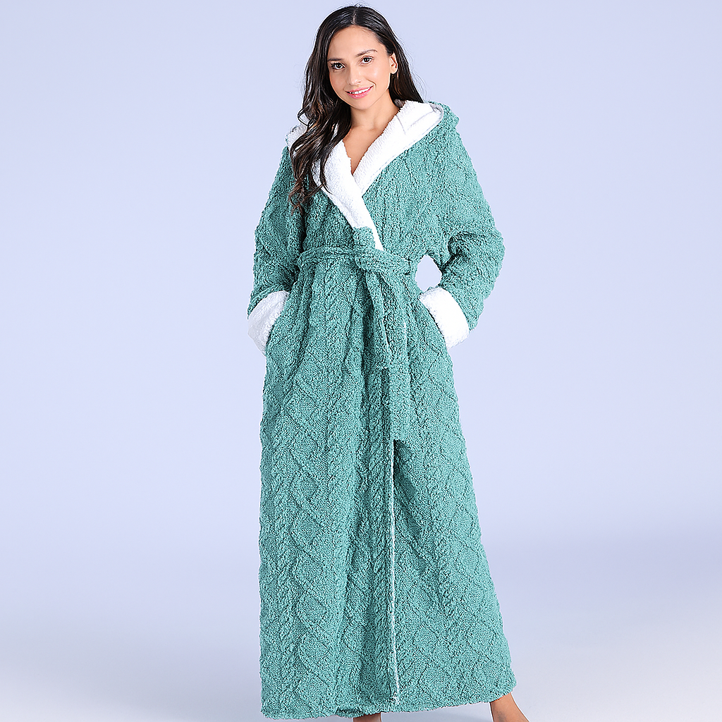 Ultimate Women’s Thick Hooded Flannel Bathrobe Hause Lune