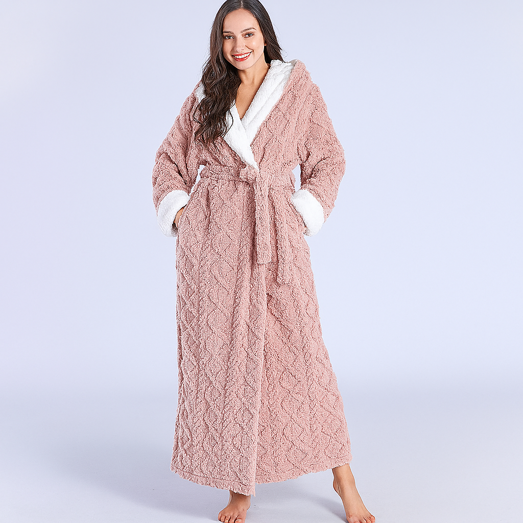 Ultimate Women’s Thick Hooded Flannel Bathrobe Hause Lune