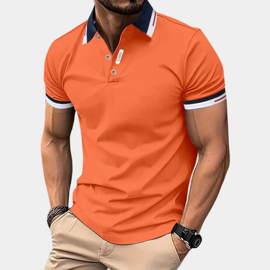 Corbinian | Elegantes Poloshirt Herren in Orange - Slim-Fit, Hochwertige Baumwolle, Vielseitig Kombinierbar 0