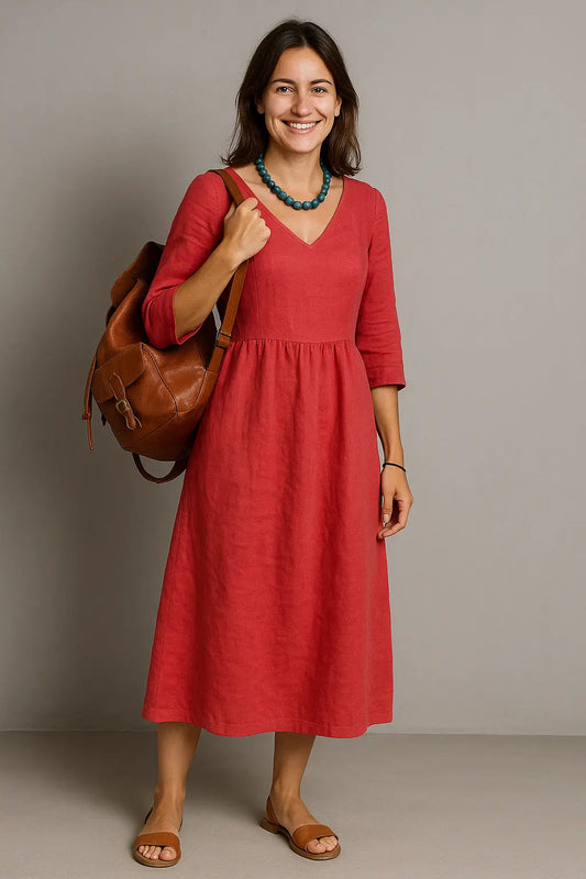 Daisy | Zartes Damenkleid Maxi-Jurk mit V-Ausschnitt für Sommer und Freizeit 0
