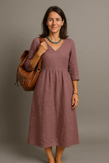 Daisy | Zartes Damenkleid Maxi-Jurk mit V-Ausschnitt für Sommer und Freizeit 3