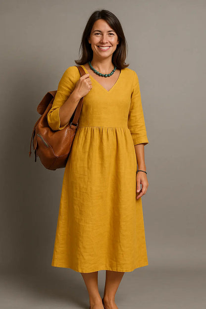 Daisy | Zartes Damenkleid Maxi-Jurk mit V-Ausschnitt für Sommer und Freizeit 4