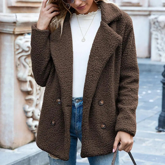 Damen Fluffy Teddyjacke – 100% Baumwolle, Bequem und Stilvoll 0