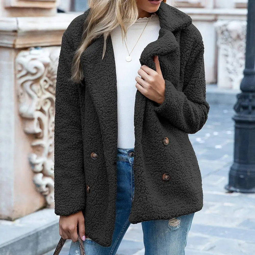 Damen Fluffy Teddyjacke – 100% Baumwolle, Bequem und Stilvoll 1
