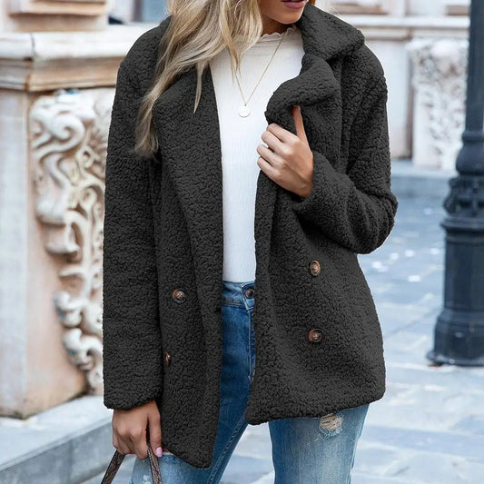 Damen Fluffy Teddyjacke – 100% Baumwolle, Bequem und Stilvoll 1