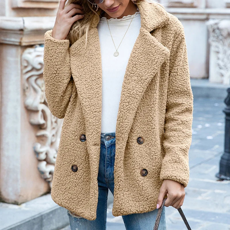 Damen Fluffy Teddyjacke – 100% Baumwolle, Bequem und Stilvoll 5