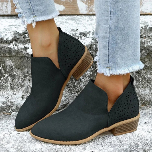 Damen Leder Schuhe mit Niedrigem Absatz – Hochwertiges Leder, Elegant 0