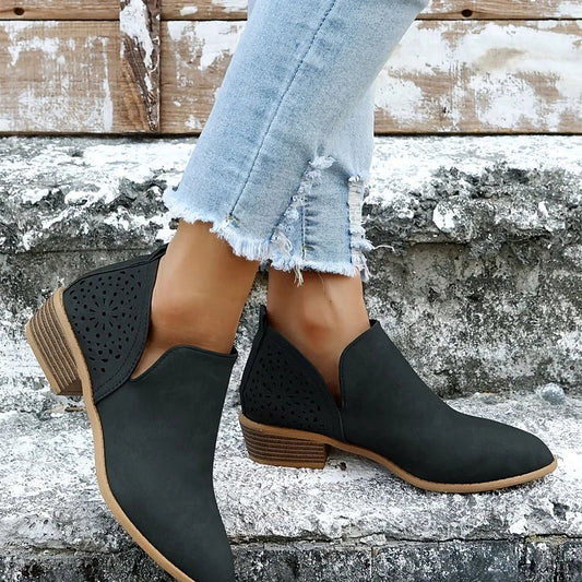 Damen Leder Schuhe mit Niedrigem Absatz – Hochwertiges Leder, Elegant 1