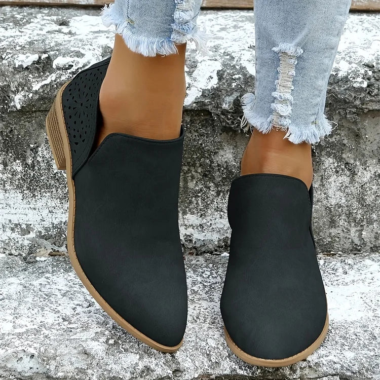 Damen Leder Schuhe mit Niedrigem Absatz – Hochwertiges Leder, Elegant 2
