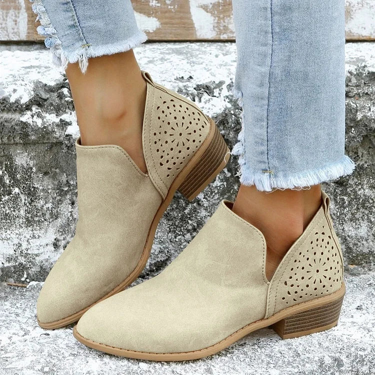 Damen Leder Schuhe mit Niedrigem Absatz – Hochwertiges Leder, Elegant 6
