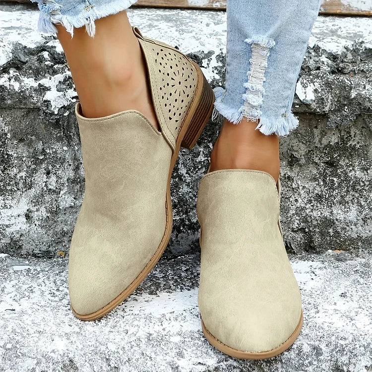 Damen Leder Schuhe mit Niedrigem Absatz – Hochwertiges Leder, Elegant 7