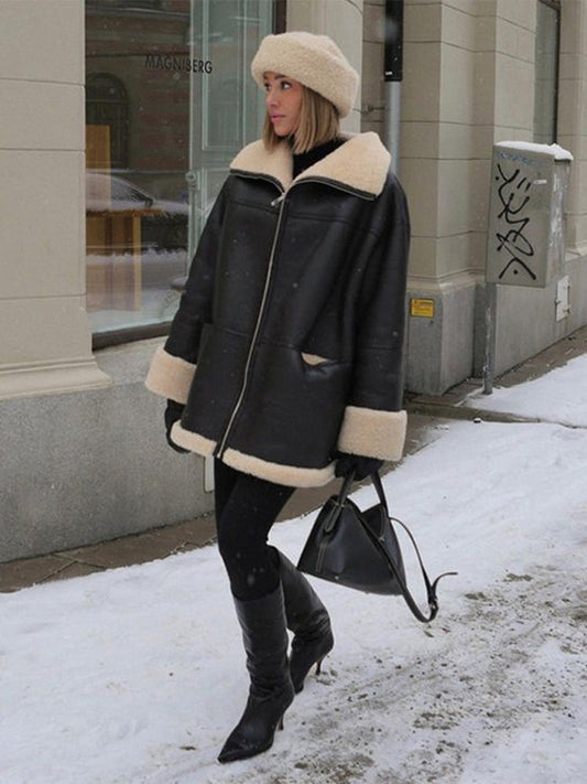 Damen Luxus Winterjacke – Mit Futter aus Kunstfell, Elegant 1