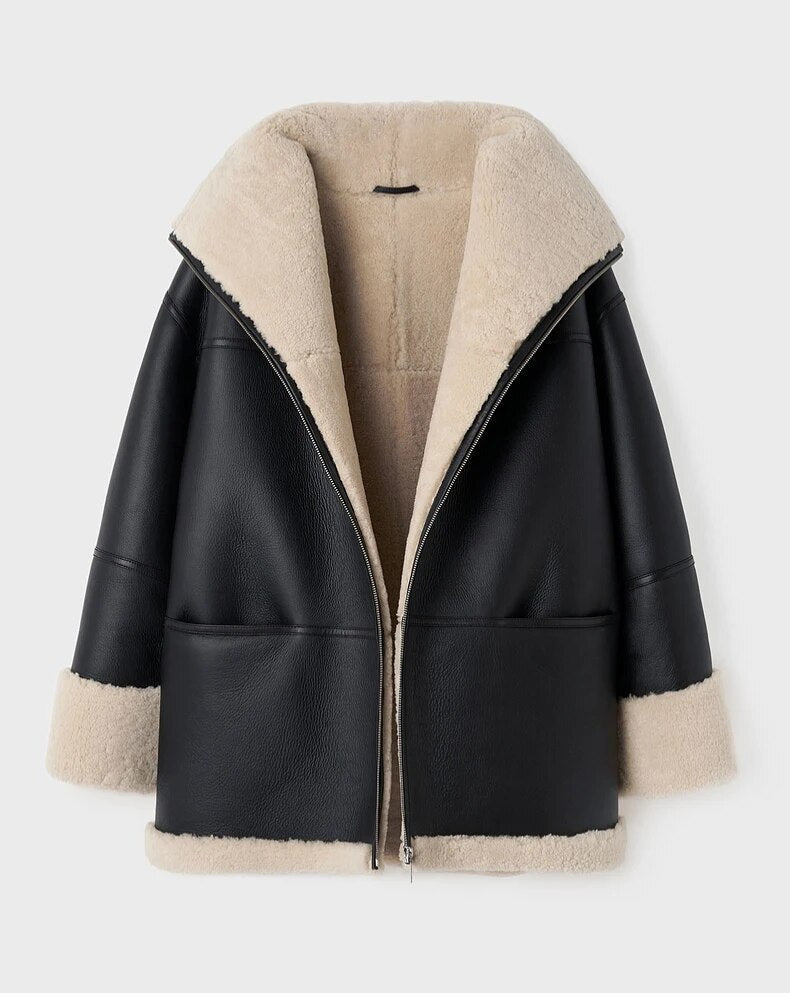 Damen Luxus Winterjacke – Mit Futter aus Kunstfell, Elegant 3