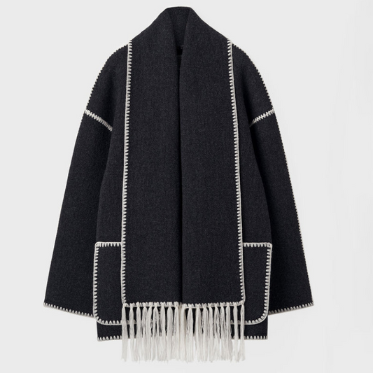 Damen Mélange Wollschal Jacke – Hochwertige Wollmischung, Eleganter Stil 1