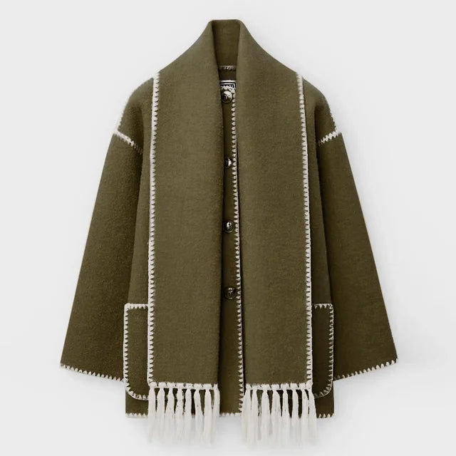 Damen Mélange Wollschal Jacke – Hochwertige Wollmischung, Eleganter Stil 4