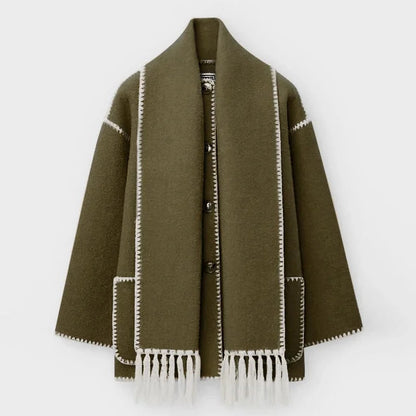 Damen Mélange Wollschal Jacke – Hochwertige Wollmischung, Eleganter Stil 4