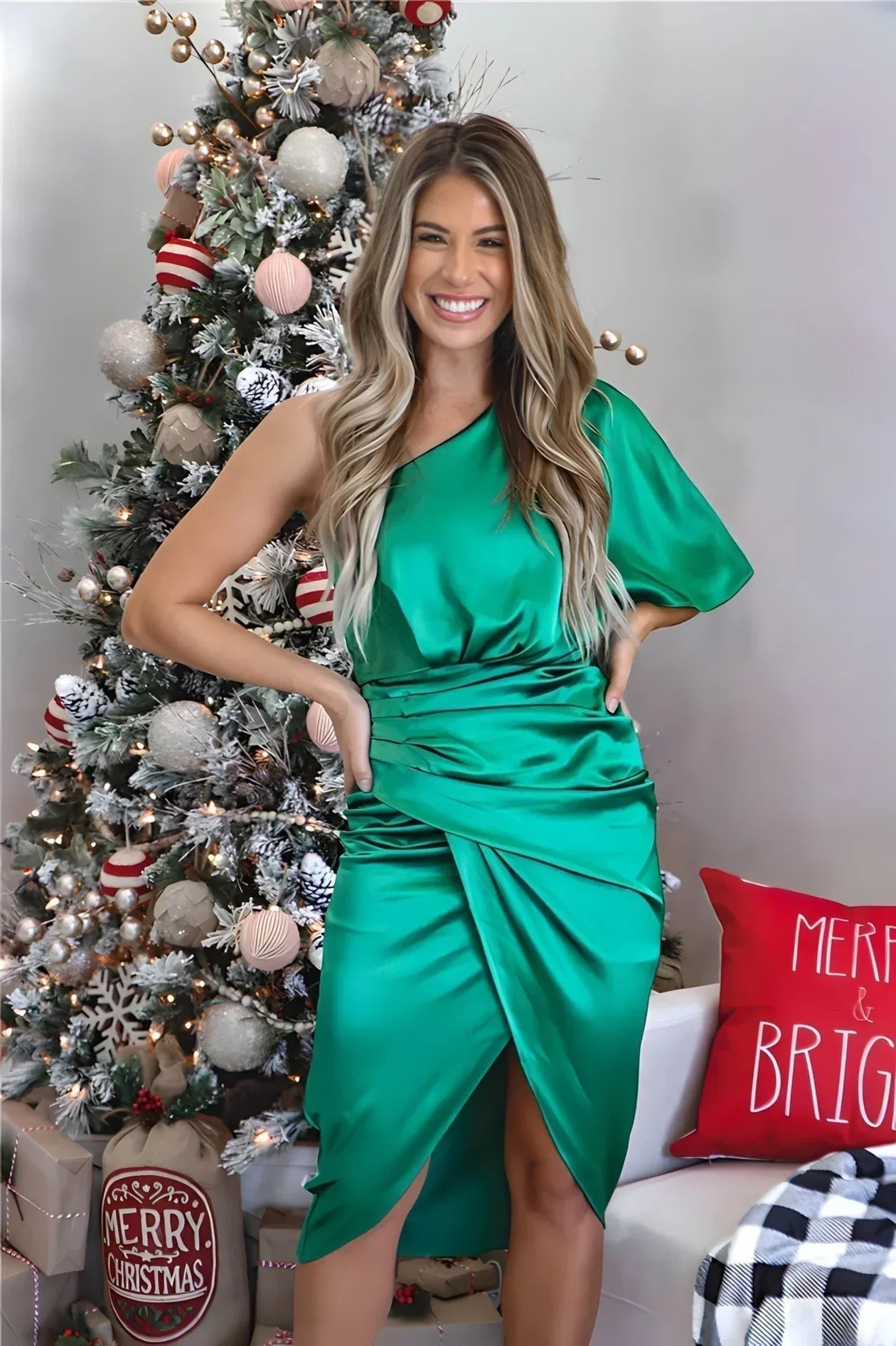 Damen Midi-Kleid ONYXIA – Luxuriöser Satin, Festlich für Hochzeitsgast 3