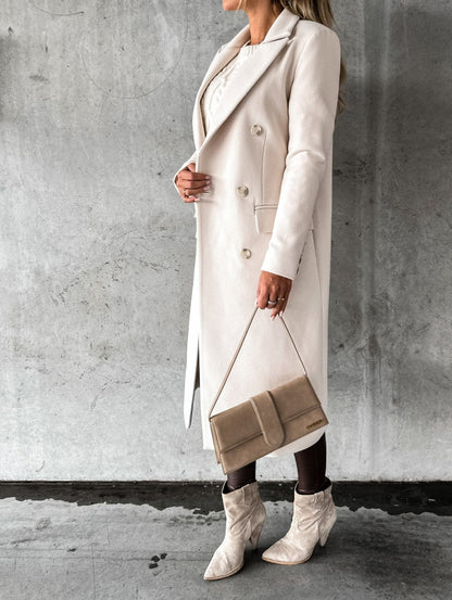 Damen Midi Trenchcoat – Luxuriöser Strickstoff, Elegante Silhouette 4