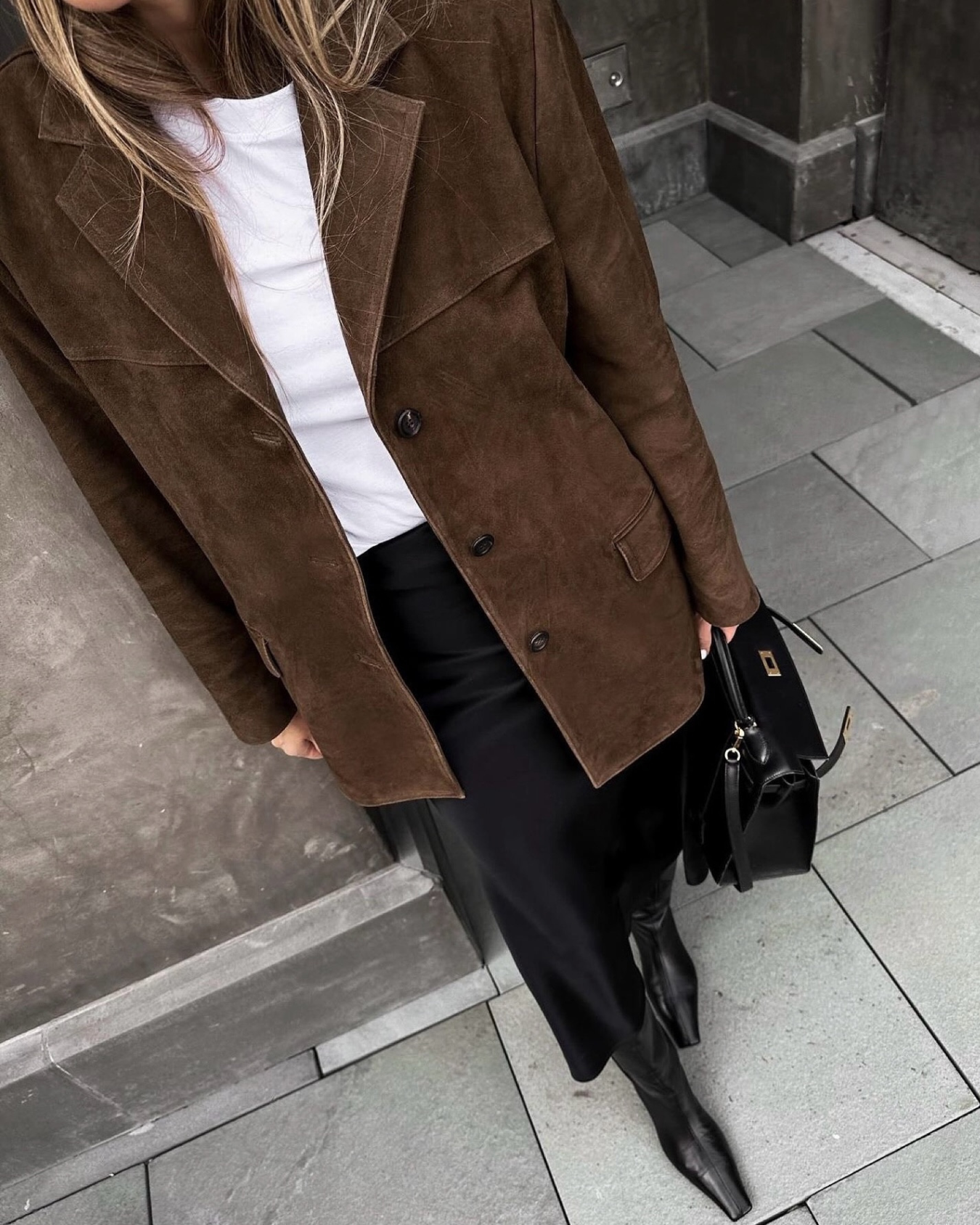 Damen Oversized Blazer – Imitation Suède, Luxuriöse Textur 4