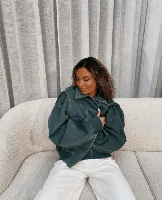 Damen Oversized Leren Jack – Premium Kunstleder, Trendy und Bequem 1