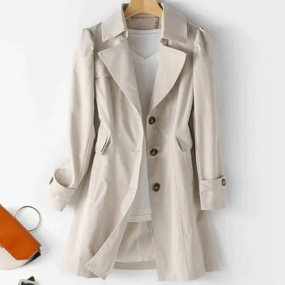 Damen Trenchcoat - Zeitloser Dreiknopf-Stil aus hochwertigem Material 0