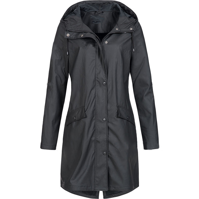 Damen Trenchcoat Beige – Elegante Passform, Abnehmbare Kapuze, Wasserabweisend 0