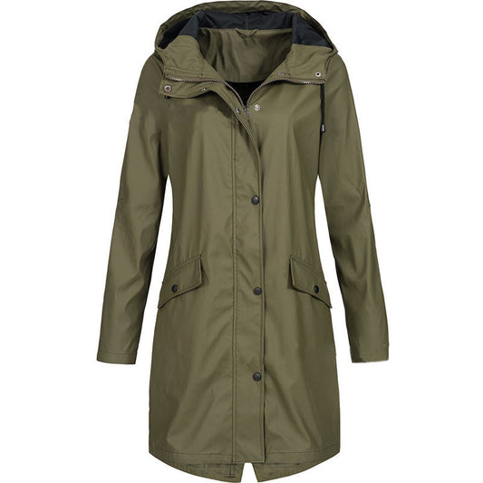 Damen Trenchcoat Beige – Elegante Passform, Abnehmbare Kapuze, Wasserabweisend 1