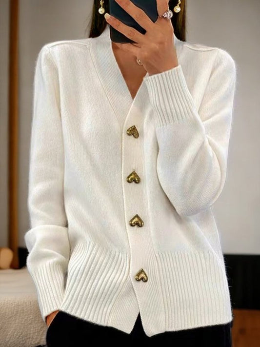 Damen Weste Jor Riset – Elegantes Design mit Goldenen Herzknöpfen, Warm und Stilvoll 0