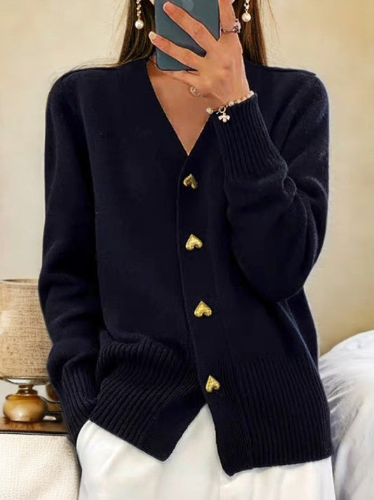 Damen Weste Jor Riset – Elegantes Design mit Goldenen Herzknöpfen, Warm und Stilvoll 1