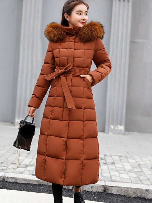 Damen Winterjacke – Hochwertige Isolierung, Elegante Lange Form mit Gürtel 0