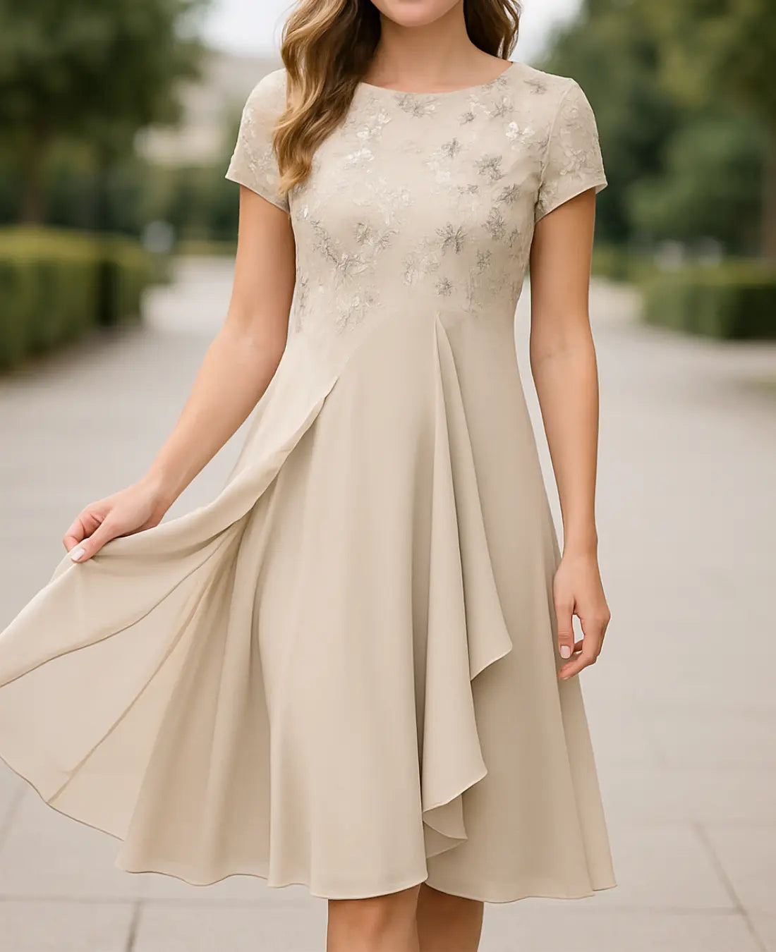 Damen | Elegante Chiffon Maxi-Jurk mit Spitzen-Details für Hochzeiten und Formelle Anlässe 0