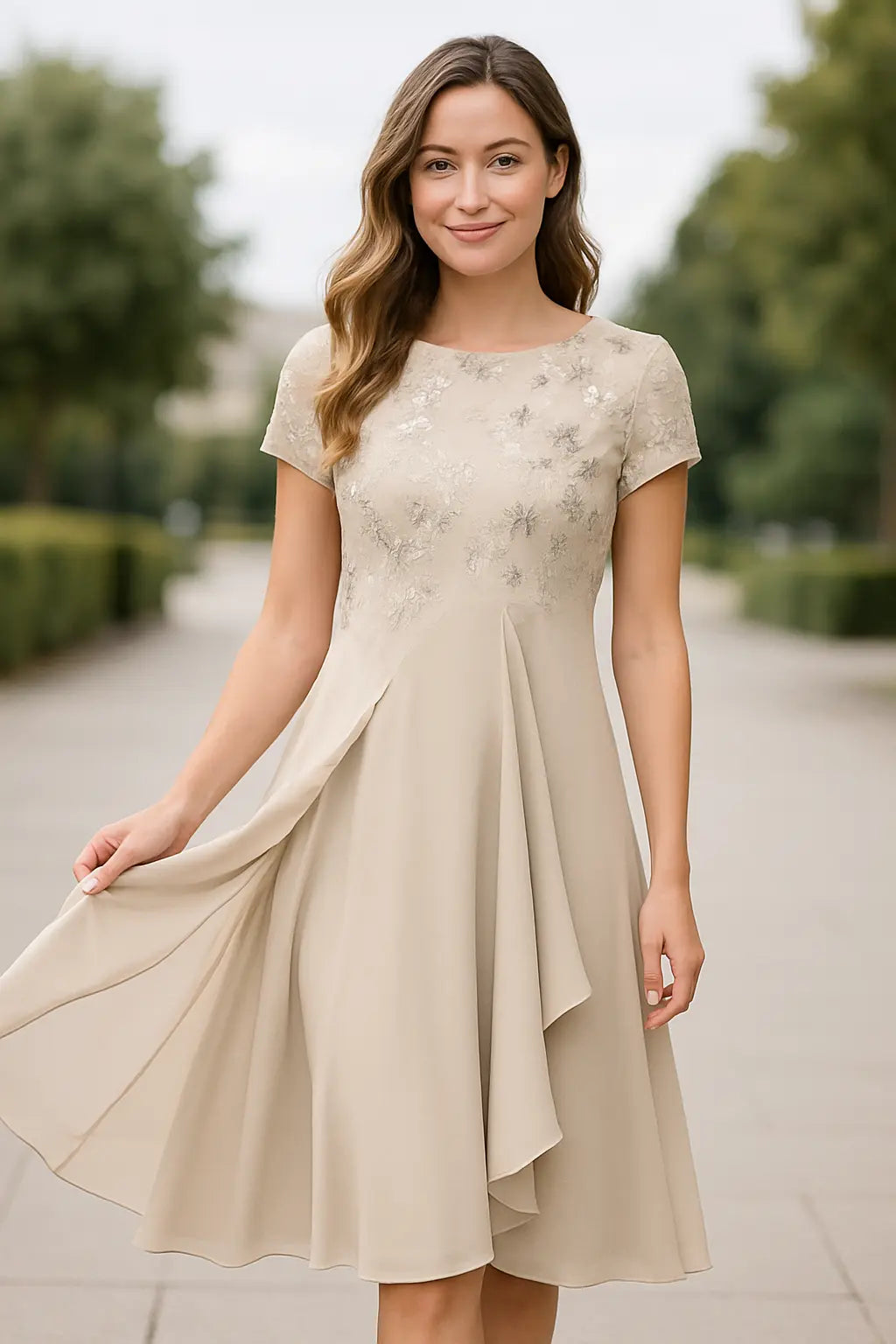 Damen | Elegante Chiffon Maxi-Jurk mit Spitzen-Details für Hochzeiten und Formelle Anlässe 1