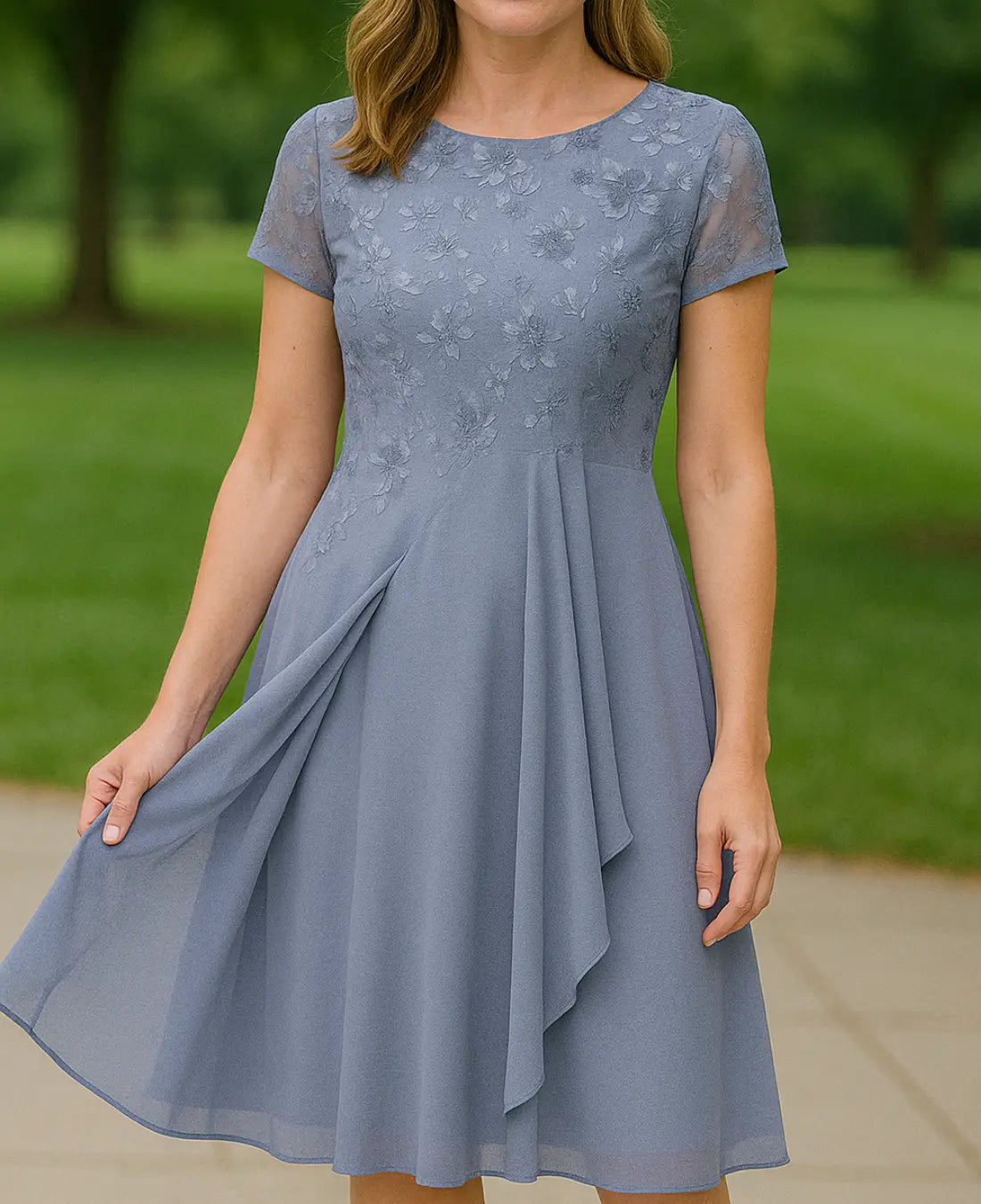 Damen | Elegante Chiffon Maxi-Jurk mit Spitzen-Details für Hochzeiten und Formelle Anlässe 11