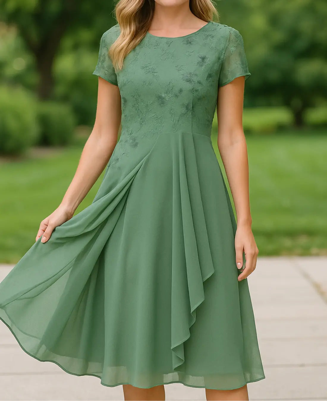 Damen | Elegante Chiffon Maxi-Jurk mit Spitzen-Details für Hochzeiten und Formelle Anlässe 12