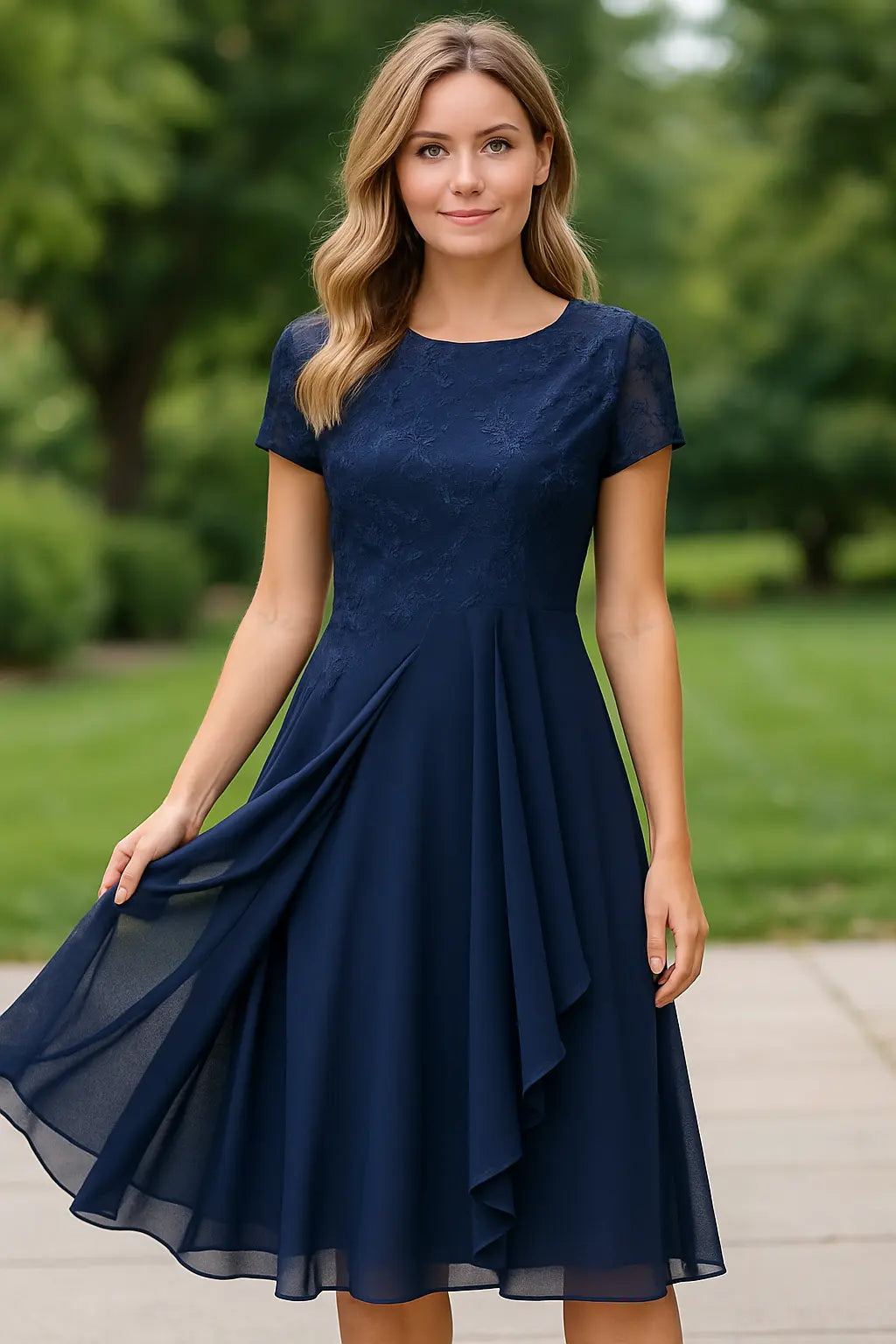 Damen | Elegante Chiffon Maxi-Jurk mit Spitzen-Details für Hochzeiten und Formelle Anlässe 4