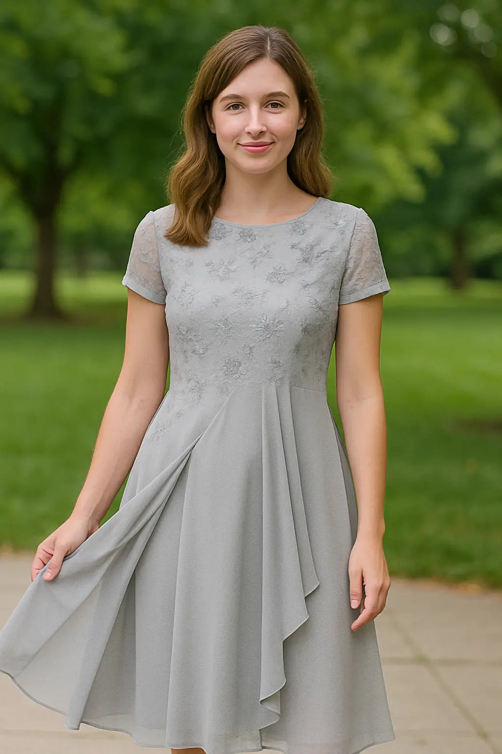 Damen | Elegante Chiffon Maxi-Jurk mit Spitzen-Details für Hochzeiten und Formelle Anlässe 7