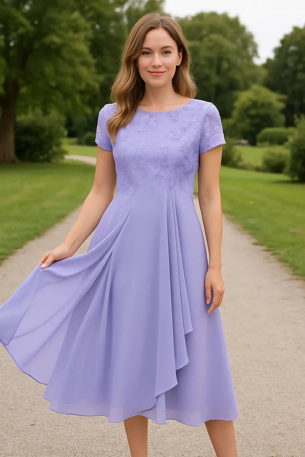 Damen | Elegante Chiffon Maxi-Jurk mit Spitzen-Details für Hochzeiten und Formelle Anlässe 8