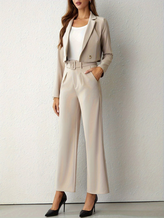 Damenanzug Set – Eleganter Blazer mit Hoher Taille, Festlich 0